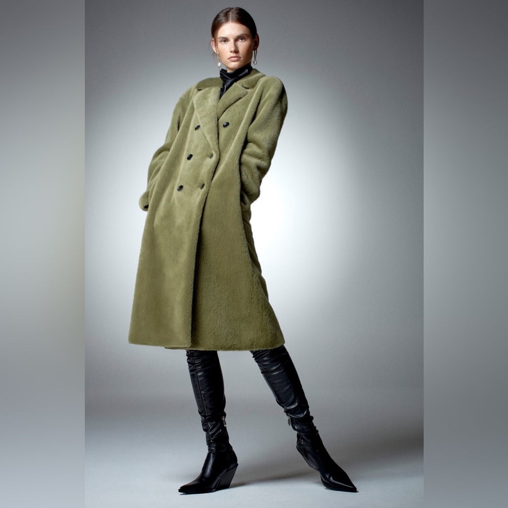 Zara Olive Double-Breasted Women's Coat size M